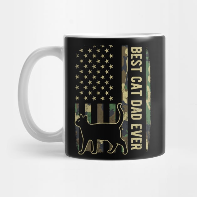 Best Cat Dad Camouflage American Flag Fathers Day Gift by HCMGift